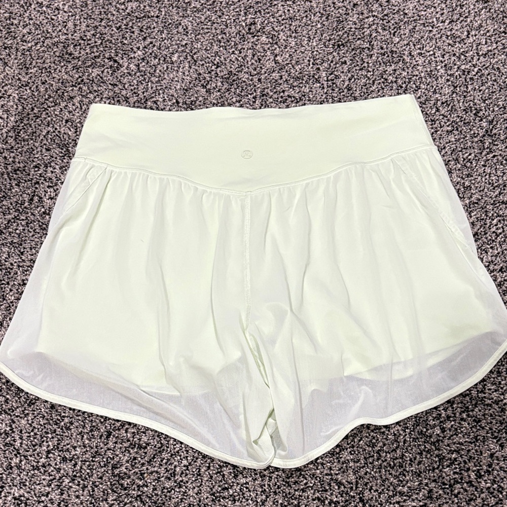 Lululemon Athletica Light Green Nulu and Mesh Yoga Shorts 3.5in High-Rise